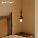 Ljojo Japanese Retro Pendant Light Solid Wood Chandelier for Dining Room Study Lamp