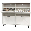 Ljojo™ Shoe Storage Cabinet with 4 Flip Drawers and Open Shelves