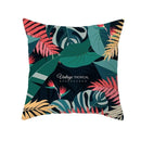 Flamingo Flower Rainforest Cushion Cover with Tropical Plant Animal Pattern by Ljojo
