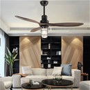 Ljojo Edison Loft Industrial LED Pendant Light Wood Iron Ceiling Fan Home Decor Fixture