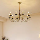 American Retro Candle Chandelier Living Room Solid Wood Iorn Pendant Light by Ljojo
