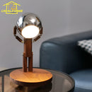 Cartoon Moon Table Lamp USB Rechargeable Solid Wood Dimming Desk Light for Bedroom by Ljojo
