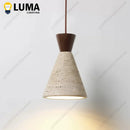 Modern Travertine Wood Pendant Light LED Hanging Lamp Chandelier for Dining Room by Ljojo