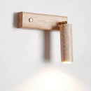 Ljojo LED Wall Light Indoor Up Down Rotate Yellow Travertine Wood Reading Lamp