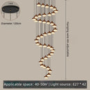 French Retro Staircase Chandelier Solid Wood and Glass for Luxe Staircase Decor by Ljojo