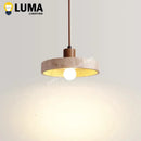 Ljojo Yellow Travertine Pendant Light Stone Wood Hanging Lamp for Kitchen Island Restaurant Decor