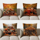 Autumn Blue Truck with Pumpkins Pillow Cover by Ljojo for Sofa Bedroom Car