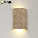 Ljojo Yellow Travertine Wall Sconce Elegant Natural Stone LED Light for Bedroom & Outdoor Decor
