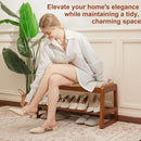 Ljojo™ Shoe Bench with Leather Cushion: Waterproof, 550LBS Capacity Shoe Rack