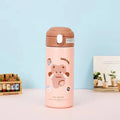 Ljojo 380ml Stainless Steel Vacuum Flask with Straw - Cute Thermal Insulation Water Bottle