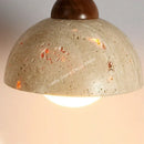 Yellow Travertine Pendant Light Stone Wood Hanging Light for Kitchen Island by Ljojo