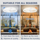 Ljojo 50cm Smart Ceiling Fan with Light Remote Control for Bedroom