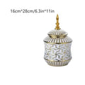 Ljojo™ Ceramic Storage Jar & Vase: White Gold Luxury Decor & Flower Arrangement