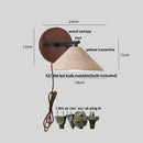 Ljojo LED Travertine Wall Light with Wood Pull Chain Switch and Iron Mirror Light