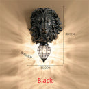 American Retro Lion Head Wall Lamp Resin led Wall Light for Living Room Hallway by Ljojo