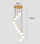 Ljojo LED Ring Stairs Pendant Light Chandelier for Living Room Dining Room Lighting
