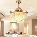 42 inch Dimmable LED Crystal Ceiling Fan Light Modern Retractable Fandelier for Bedroom by Ljojo