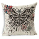 Ljojo Linen Butterfly Cushion Cover 45x45cm - Decorative Pillow Case for Sofa & Bed
