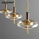 Ljojo Modern LED Brass Walnut Chandelier | Stylish Pendant Lamp for Restaurant Living Room