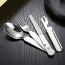 Ljojo 4-in-1 Stainless Steel Picnic Cutlery Set - Dining Knife Fork Spoon Bottle Opener