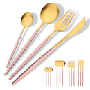 Ljojo 16-Piece Red Gold Matte Stainless Steel Cutlery Set