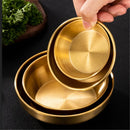Ljojo 304 Stainless Steel Seasoning Dish Set - Round Golden Barbecue Saucer Plates