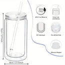 Ljojo 16oz Double Wall Plastic Straw Water Bottles Insulated DIY Drinkware Party Cup