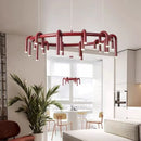 Nordic Modern U-shaped Circular Led Chandelier Wine Red Pendant Light for Dining Living Room by Ljojo