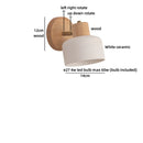 Ljojo LED Wall Light Fixture Ceramic Wood Interior Lighting Bedside Lamp