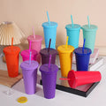 Ljojo 24oz Solid Color Reusable Cold Cup with Lid and Straw