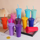 Ljojo 24oz Solid Color Reusable Cold Cup with Lid and Straw