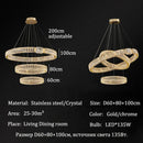 Ljojo Luxury Gold Metal Crystal LED Pendant Chandeliers for Home, Restaurant, Hotel