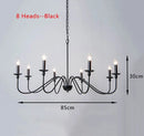 Ljojo American Country Retro Gold Black Candle Chandelier for Restaurant Room Decor