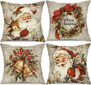 Ljojo Linen Christmas Pillow Cover Set 2024 - Snowman Elk Theme