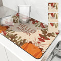 Autumn Harvest Maple Leaves Kitchen Drying Mat by Ljojo