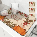 Autumn Harvest Maple Leaves Kitchen Drying Mat by Ljojo