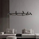 Ljojo Nordic Round Spot Chandelier Black for Dining Living Room Center Table Bedroom Lighting