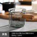 Ljojo 120ml Espresso Measuring Cup Double Bottom Hexagon Wood Handle Glass Mug