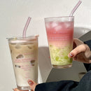 Ljojo 450ml Glass Tumbler with Straw and Lid - Transparent Bubble Tea Cup