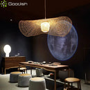 Bamboo Wooden Straw Hat LED Pendant Light Chandelier for Living Room Home Decoration