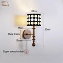 French Retro Bedroom Bedside Fabric Wall Lamp Wave Point Wood Lighting by Ljojo