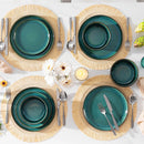 Ljojo 18Pc Green Reactive Glaze Stoneware Dinnerware Set