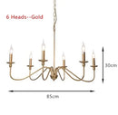 Ljojo American Country Retro Gold Black Candle Chandelier for Restaurant Room Decor