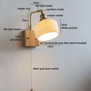 Ljojo LED Wall Light Mirror Ceramic Glass Wood Decor Home Lighting