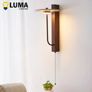Travertine Wall Light With Pull Chain, Natural Stone LED Wall Lamp by Ljojo for Bedroom-Livingroom
