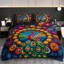 Ljojo Mexican Peacock Pattern Duvet Cover Set with 2 Pillowcases