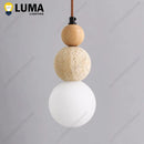 Ljojo Japanese Style Yellow Travertine Pendant Lights | Nature Stone Hanging Lamps for Bedroom Kitchen