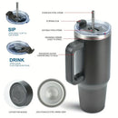 Ljojo 40oz Stainless Vacuum Insulated Coffee Cup with Handle and Straw