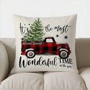 Ljojo Merry Christmas Plaid Trees Pillow Cover for Sofa, Bedroom, Car