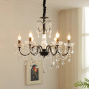 American Retro E14 Candle Chandeliers Lustre Crystal Ceiling Pendant Lights for Bedroom by Ljojo